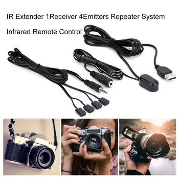 Noua IR Extender 1 Receptor 4 Emițători Repetor Sistem Infraroșu Control de la Distanță negru culoare durabil, portabil