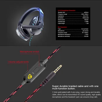 OV-P3 Stereo Gaming-ul Mobil Cască Ovleng 3.5 mm Control de Sârmă Căști de Anulare a Zgomotului cu Microfon Potrivit pentru PC