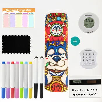 Câinele și Pește stil plin de culoare caz creion stilou cutie cu calculator, ceas, oglinda, tabla stilou pentru baieti si fete ca un cadou