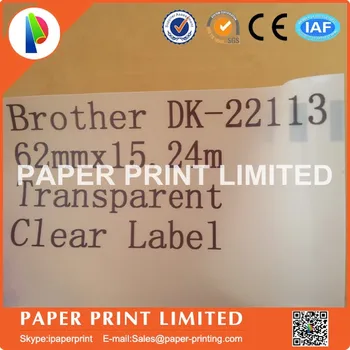 10 Role Compatibile DK-22113 Eticheta 62mm*15.24 M Continuu Compatibil pentru Brother Imprimantă de Etichete Jumătate de Material Transparent