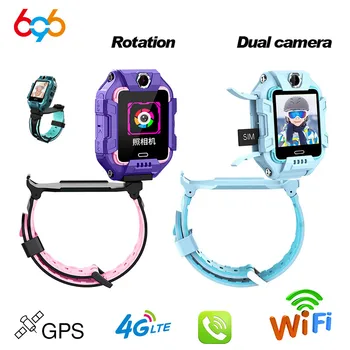 696 4G Smartwatch Copii de Telefon Android IP68 rezistent la apa GPS WiFi LBS Locație SIM Dual Camera 360 de grade de Rotație ceas Inteligent Copil