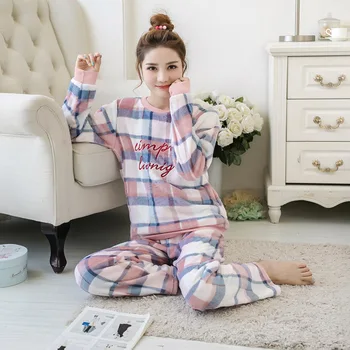 2019Autumn Iarna Pijamale Desene animate Cald Gros Femei Pijamale Flanel Femei Seturi de Pijamale Drăguț Animal de sex Feminin Homewear M L XL XXL