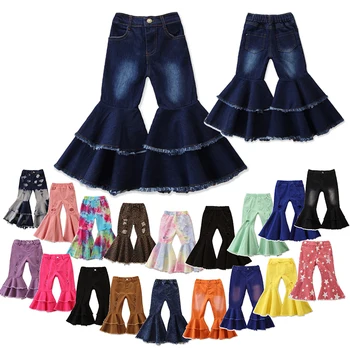 2021 Noua Moda Blugi pentru Fete de Primavara Toamna Casual Flare Pantaloni Copii Pantaloni de Cowboy Îmbrăcăminte 2-7 Ani