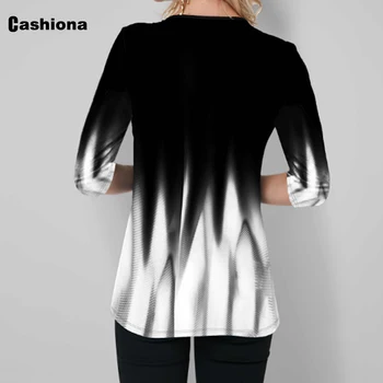 Plus dimensiune 5xl Femei Elegante de petrecere a timpului Liber Casual T-shirt Model Boho Imprimare Ciucure Guler Femei Top 2021 Vara Vrac Tricouri tricou Femme