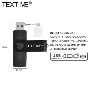 OTG usb2.0 USB Flash Memory Stick 16GB 32GB Pendrive 4GB 8GB 64GB USB Flash Drive Pentru Calculator/Telefon Android 3 IN1OTG de Tip c