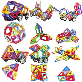10-149pcs Dimensiuni Mari Blocuri Magnetice de Învățământ Jucării de Construcție Clădire Set Magnet Designer de Gresie Kit Pentru Copii cadouri