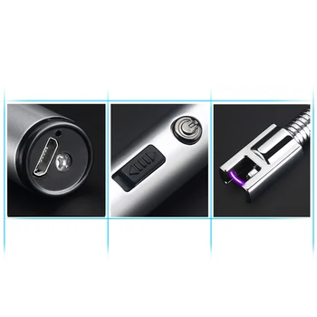 Noi GRĂTAR LED-uri USB Electric Reîncărcabil de Bucătărie, Aragaz Bricheta Windproof cu Arc cu Plasmă fără flacără Lumânare în aer liber Bricheta