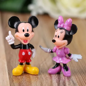 6 buc/lot Disney Actiune si Cifre de Jucării Drăguț Mickey, Minnie, Donald Duck pentru Copii Desene animate Jucarie Copii Masina de Decorare Ziua de nastere Cadou