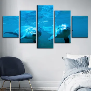 Acasă Decor Perete opera de Arta Stil Nordic Delfinii Postere HD Imprimate Panza Pictura Modular Imaginile Pentru Noptiera de Fundal