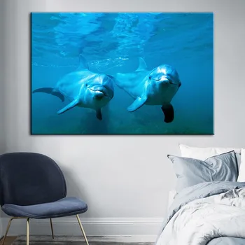 Acasă Decor Perete opera de Arta Stil Nordic Delfinii Postere HD Imprimate Panza Pictura Modular Imaginile Pentru Noptiera de Fundal