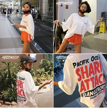 Supradimensionat Scrisoare de Imprimare T-shirt Femei Alb Plus Dimensiune Scurt Maneca Tricou Femeie din Bumbac Strada de Vara Femei Topuri 2020 Harajuku