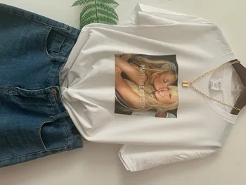 Sunfiz YF Moda de Vara din Bumbac Casaul Mâneci Scurte Petrecere Ca e 2007 Paris Hilton și Nicole Richie T-Shirt
