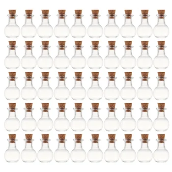 50Pcs 2.4 x 2cm 5ml Sferă de Sticlă în Formă de Mini-Pluta Sticle Goale de Probă Borcane care Doresc Depozitare Sticla Flacon - Transparent