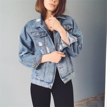 RUGOD Femei Bază Haina Jacheta Denim Găuri de Epocă Single-breasted Blugi de Buna Calitate Blugi Sacou Streetwear Noua Moda 2020