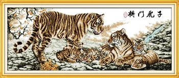 Tiger familie peisaj decor pictura numărat imprimate pe panza DMC 14CT 11CT Chineză Cruce Cusatura de lucru Manual Seturi de kituri de Broderie
