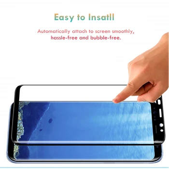 OMEVE Plin de Lipici Ecran Protector pentru Samsung S8 Plus 3D Curbat Full Adeziv Sticla de Film pentru S9 Plus Nota 8 9 S10 Plus