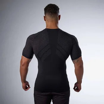 2021 vara noi de formare de fitness uscare rapidă tricou barbati care rulează sport elastic rotund gât cu mânecă scurtă t-shirt de sex masculin W764