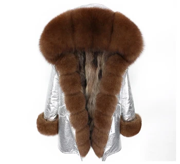 2020 nou blană de vulpe guler de sacou feminin Naturale Blană de Raton Linie haina haina de Iarna femei gros cald Parker
