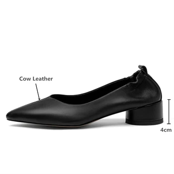 MILI-MIYA Design Concis Femei Pompe Subliniat Toe Slip-On Rotund Toc Plin din Piele de Birou&Carieră, Casual, Pantofi Handmade