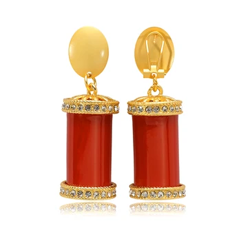 Fani Colier Cercei de Aur Colorate Cilindru Set de Bijuterii Pentru Femei Vintage de Mireasa Accesorii de Nunta set de bijuterii en-Gros