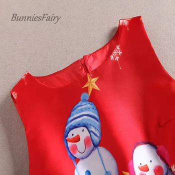 BunniesFairy 2020 New Sosire om de Zapada Desene animate de Imprimare Talie Mare Vesta Rosie Rochie de Crăciun, Anul Nou, Uzura de Partid Vestidos de Fiesta