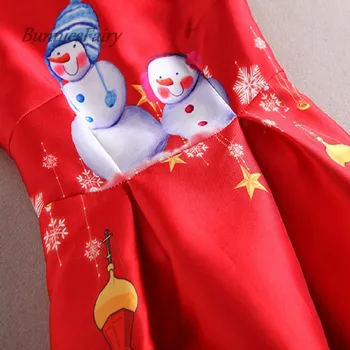 BunniesFairy 2020 New Sosire om de Zapada Desene animate de Imprimare Talie Mare Vesta Rosie Rochie de Crăciun, Anul Nou, Uzura de Partid Vestidos de Fiesta