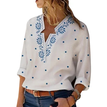 2020 Casual Tricou Vintage Bluza Femei Florale Imprimate Femei, Plus Dimensiune Topuri Si Bluza V-Neck Blusas Mujer De Moda