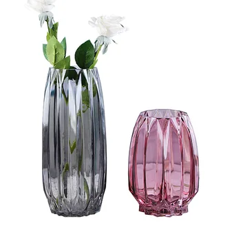 Geometrice Simple Europene Verticale Vaza De Sticla De Culoare Transparent Moderne Vaza Lily Camera De Zi Aranjament De Flori