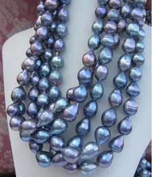 HOT Mare 11-13mm SUD a MĂRII negre, albastru baroc, colier de perle