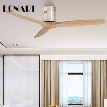 52 Inch, ventilator de tavan, fara lampa cu telecomanda de interior modern, din lemn masiv, acoperis decora fani pentru acasă 110-240Vac motor ventilator