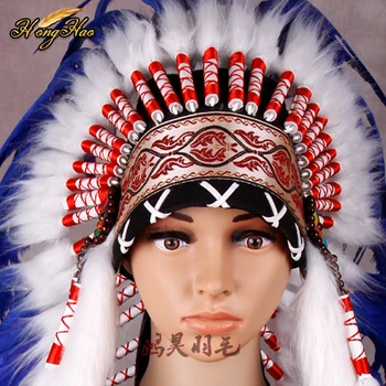 Indian cu Pene frizură manual nativ costume cu pene frizură război capota indian pălărie cu pene