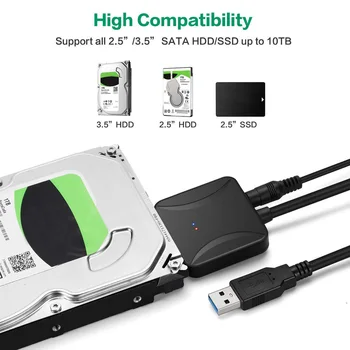 SATA USB Adaptor USB 3.0 2.0 la Sata 3 Cablu Convertor 5Gbps 45cm pentru 2.5 3.5 HDD SSD Hard Disk w/ 12V AC/DC Adaptor de Alimentare