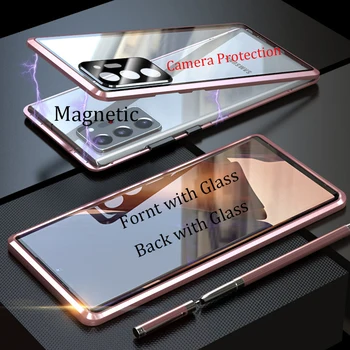 Magnetic Caz Pentru Samsung Galaxy Nota 20, Ultra Caz 360 full Sticla de Protecție Caz Pentru Samsung Note20 Caz cu lentilă aparat de fotografiat de film