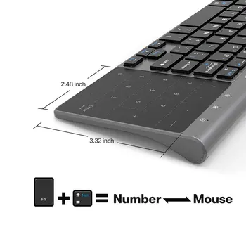 Subțire 2.4 GHz USB Tastatura Wireless Mini cu Numărul Touchpad Tastatura Numerică pentru Android, windows, Tableta, Desktop, Laptop,PC &ZH