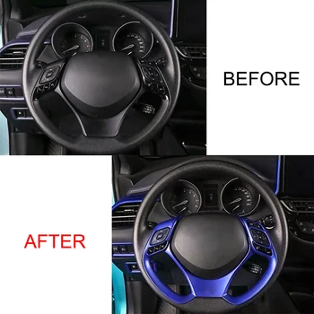 JEAZEA ABS Interior Albastru Volan Buton Capac Ornamental Cadru Garnitura Pentru Toyota C-HR CHR 2017 2018 2019 Accesorii Auto