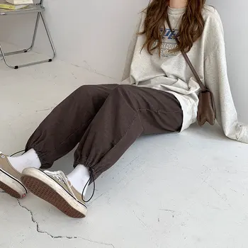 3 culori 2020 coreeană stil culoare solidă direct de pantaloni de toamna de sex feminin talie mare timp de catifea pantaloni femei (X1603)