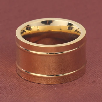 14mm Largă Aur Galben de Culoare Stainl.Inimă de oțel Zircon CZ Setarea Canalului de nunta inel pentru femei