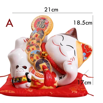 8 inch Ceramic Maneki Neko Ornament Cat Noroc Caseta de Bani Avere Pisica Acasă Decorare Cadou Feng Shui pusculita Statuie