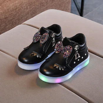 Copii Pantofi de Sport de CONDUS Adidasi Cu Lumini de Fete de Moda Papion Copii Luminoase Pantofi Casual Fete Adidași de Marcă de 21-30