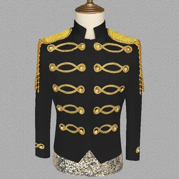 Militare elegant Sacou Barbati Slim Fit Anglia Costume de Scenă pentru Cântăreți Mens Sacou Jacheta Steampunk Victoria Cosplay Costum