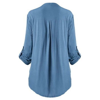 Dantela cu lambriuri femei tricou Femei V-neck top casual de Dimensiuni Mari Tricou Dantelă Croșetat suflece Mâneca Lunga Camasa Casual Doamnelor Bluza