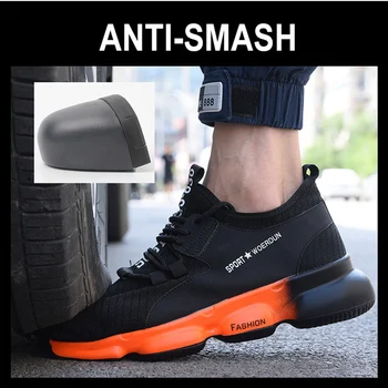 Indestructibil Pantofi Pentru Bărbați De Siguranță Pantofi De Lucru Cu Bombeu Metalic Anti-Zdrobitor De Lucru Cizme De Siguranță Respirabil Adidasi Barbati Pantofi De Sex Masculin