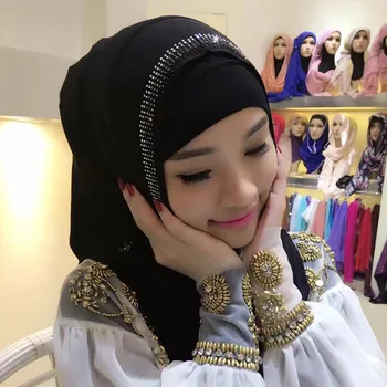 Văl musulman gata să poarte hijab instant ușor convenabil stras cap eșarfă rapid turban