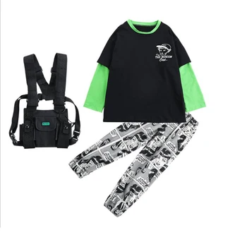 Copiii Hip Hop Dans Îmbrăcăminte Tricou Crop Top Tricou Desene animate Print Pantaloni pentru Fată Băiat de Dans Costum de Haine de Stradă