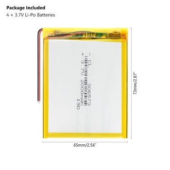 1/2/4buc 306573 3.7 V 2000mAh lipo litiu polimer baterie reîncărcabilă pentru MP3 navigator GPS DVD recorder cască de e-rezervați camere