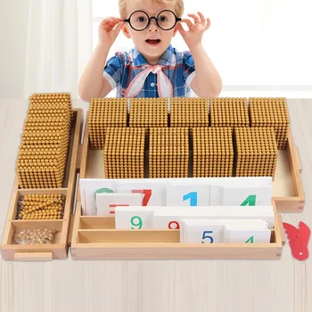Montessori jocul cu margele de aur matematică educație timpurie jucarii educative 4-6 ani banca didactice