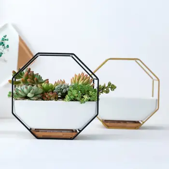 Octagon Agățat De Perete Plante Suculente În Ghiveci De Flori Masa Vas Ceramic Vaza Decor Decor Meserii Home Deco Figurine Miniaturi