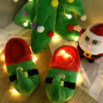 De Crăciun, Papuci De Casă Doi Copii De Familie Cald Iarna Papuci De Casă Moale Confortabil Îngroșa Casă Frumoasă Papuci De Interior Festivalul De Pantofi