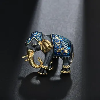 Email Elefant Broșe Ace Bijuterii Aur-culoare Femei Îmbrăcăminte Esarfa Accesoriu Stras de Cristal Animal Brosa