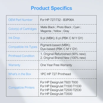 Pentru HP 727 732 DesignJet Printhead B3P06A Capului de Imprimare Pentru HP DesignJet T920 T930 T1500 T1530 T2500 T2530 T3500 Printer Cap